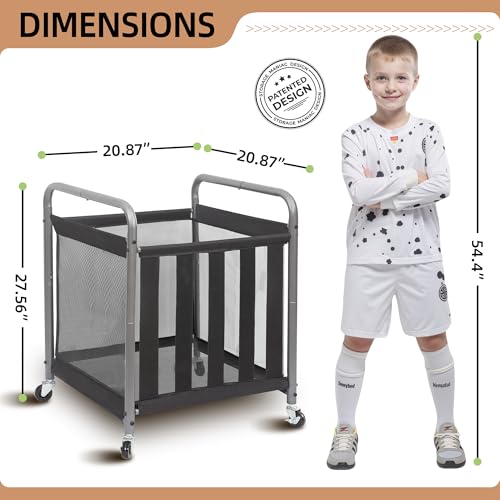 Rolling Sports Ball Storage Cart - Durable Garage Organizer
