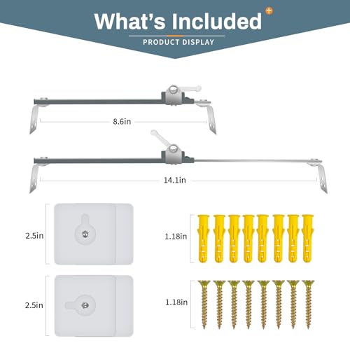 Metal TV Safety Straps, TV Anchors for Baby Proofing to Prevent Forward or Backward Tipping, TV Straps Safety for Flat Screen, Adjustable Length Range 8.6'' to 14.1''(2 Pack)