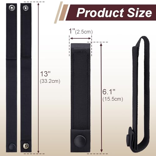 6-Inch Molle Webbing Straps with Snaps - 4 Pack Tactical Connectors - Black