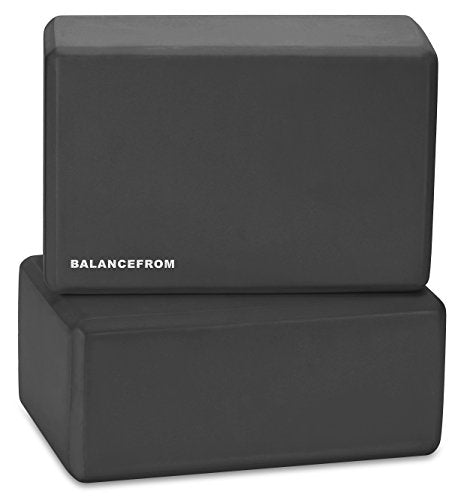 High Density Yoga Blocks Set of 2 - 9" x 6" x 4" - Black