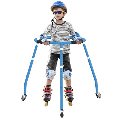 GanFindX Kids Adjustable Height Roller Skating Trainer Blue - Safe & Stable Walker