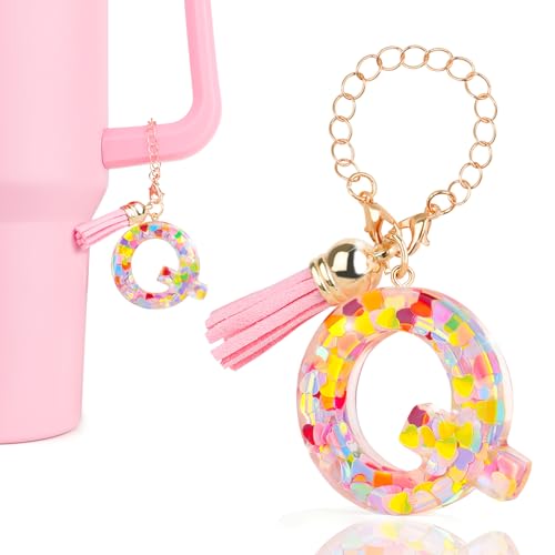 Initial Letter Charm for Tumbler Handle - Pink Letter Q