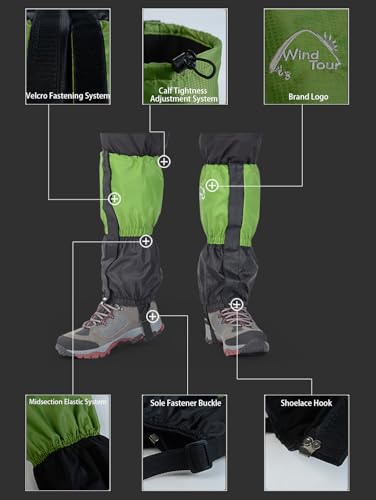 Waterproof Winter Snow Gaiters - Blue Fleece Ankle Covers for Hiking