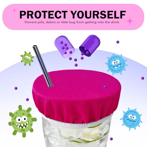 Reusable Drink Cover with Straw Hole - Rose Pink