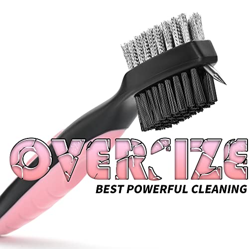 Golf Club Brush with Retractable Cord - Pink