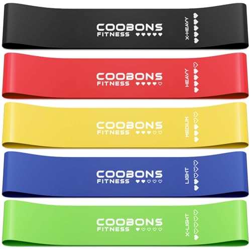 Resistance Bands Set - 5 Levels, 10-40LBS, Latex Workout Bands