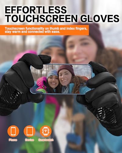 Waterproof Winter Gloves with Touchscreen Fingers - Black, X-Small