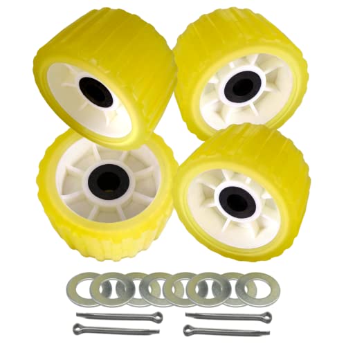 UANOFCN 4/5 Inch Boat Trailer Wobble Rollers 5x3 Poly Ribbed 4-Pack