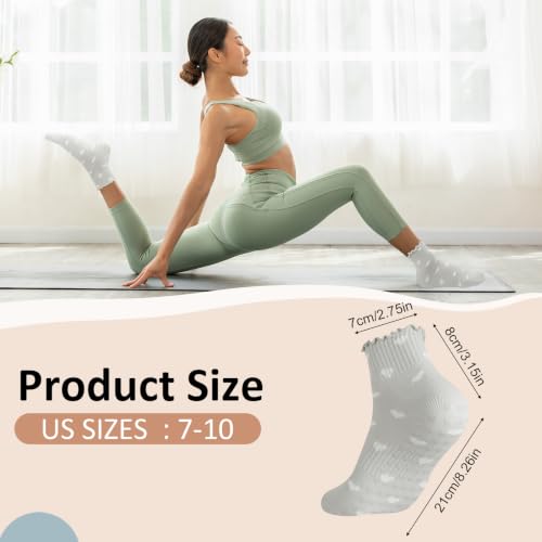 Polka Dot Pilates Socks with Grips - 6 Pairs, Multiple Colors
