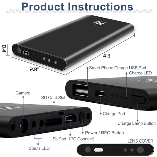 WOTCHA Power Bank Camera 1080P HD Hidden Cam with Night Vision No WiFi Mini Surveillance Portable Camera for Outdoor Home Travel No Audio