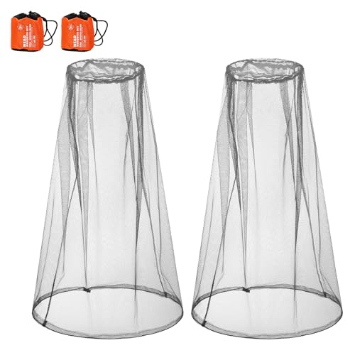 Mosquito Head Net - 2 Pack Breathable Mesh with Drawstring