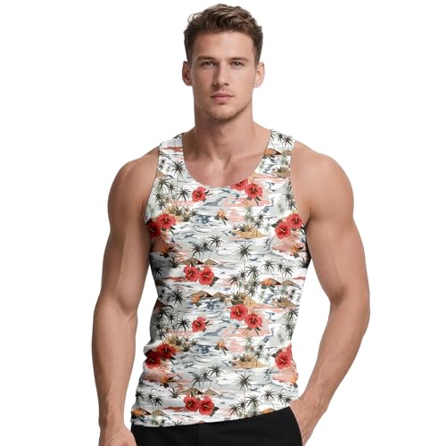 Patriotic Summer Tank Top for Men - Sleeveless Beach Shirt - X-Large