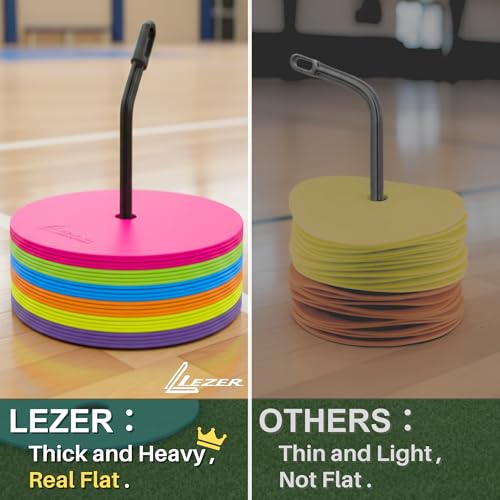 6 Pack 9 Inch Flat Cones for Soccer and Sports Training - Field Markers, Agility Equipment