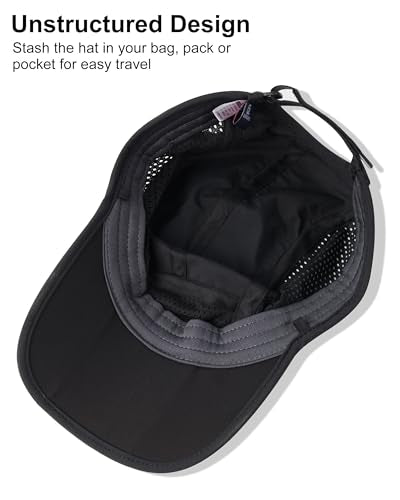 GADIEMKENSD Men's Folding Sun Hat with Long Brim UPF 50+ Outdoor Hat, Black, 7-7 3/8