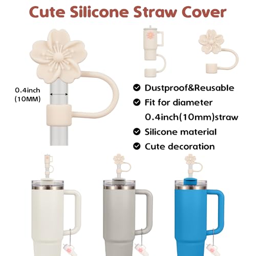 Tumbler Accessories Set for 30 & 40 oz Cups - Straw Covers, Boot & Stopper - Cream