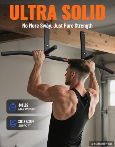 Joist Mount Pull Up Bar - Heavy Duty Steel, Max 440lbs, Standard Grip