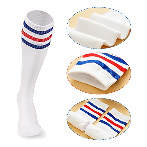 5-Piece Sweatband and Striped Socks Set - Red/White/Blue