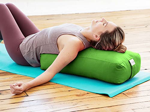 Rectangular Yoga Bolster Meditation Pillow - Green 28" x 12" x 8"