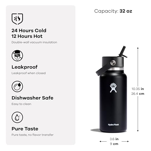 Hydro Flask 32 Oz Wide Mouth Water Bottle Vapor Rose Gold with Flex Straw Cap