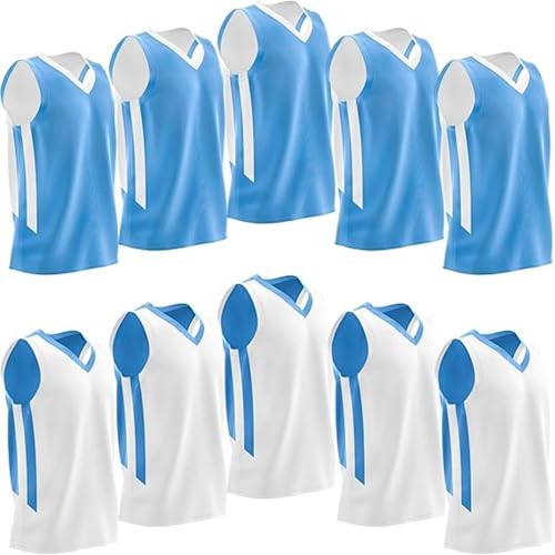Men's Reversible Basketball Jerseys - 10 Pack, Carolina Blue/White