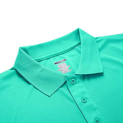 MOHEEN Men's Short Sleeve Moisture Wicking Golf Polo Shirt – X-Large Glass Blue UPF 50+