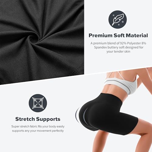 High Waisted Biker Shorts for Women - Buttery Soft Tummy Control