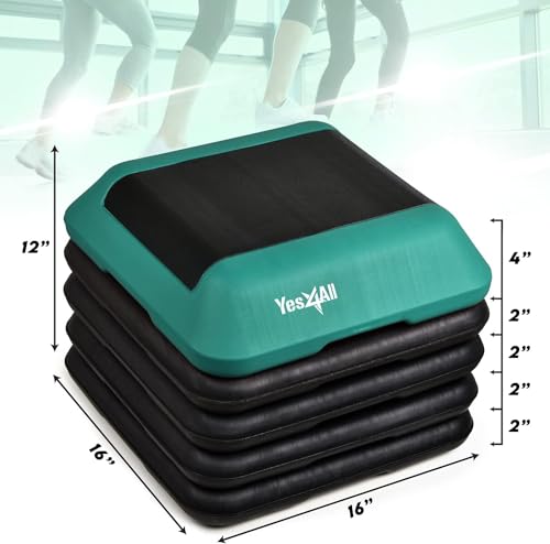 High Step Aerobic Platform with Stackable Risers - Green/Black