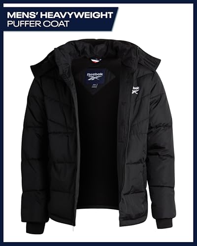 Reebok Men's Winter Puffer Jacket Small Black Insulated Hooded Coat
