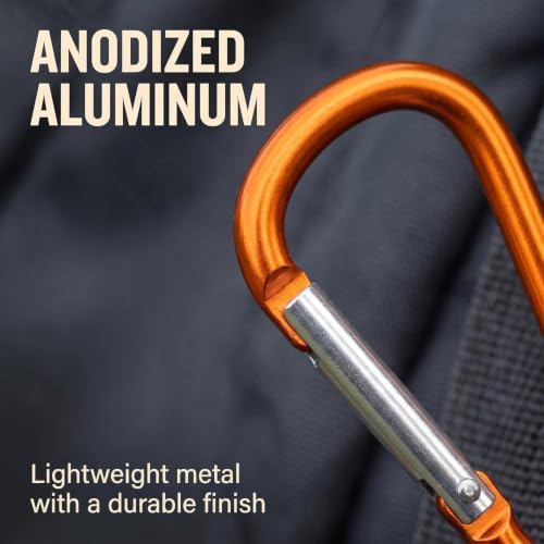Set of 5 Aluminum Carabiner Clips - 4 Inch Keychain Hooks