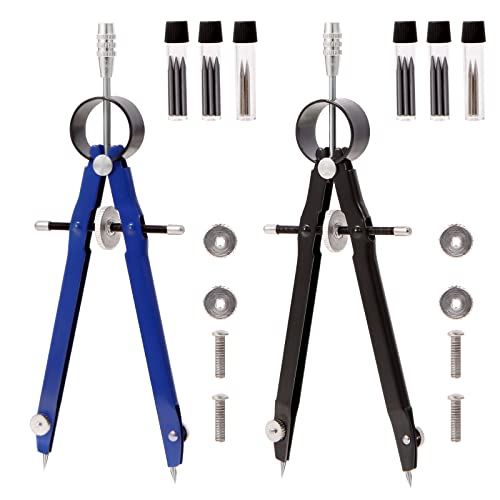 2-Piece Metal Geometry Compass Set - Professional Drafting & Drawing Tool