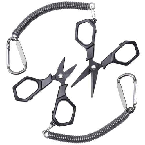 Fishing Scissors with Coiled Lanyard - Stainless Steel Line Cutters