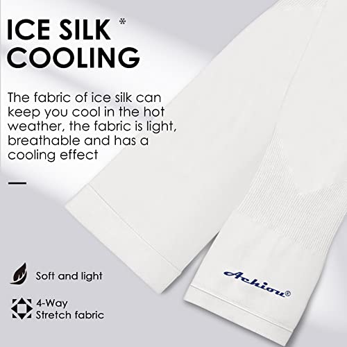 Cooling Sun Sleeves for Men & Women - UV Protection, 3 Pairs White