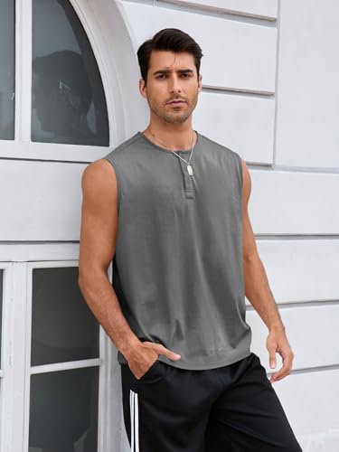 Men's Dark Grey Tank Top - Large Size
