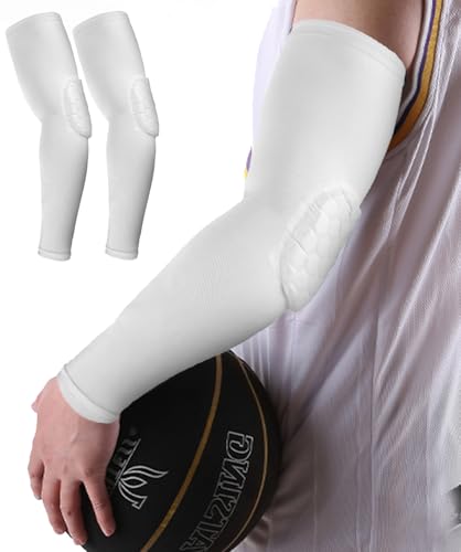 Elbow Compression Sleeve with Padding - Large White - 2 Pack