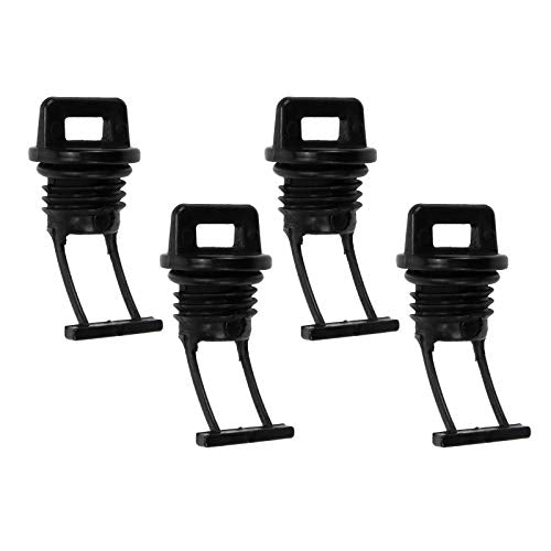 4 Pcs Black Plastic Hull Drain Plug Kit for Kayaks & Boats