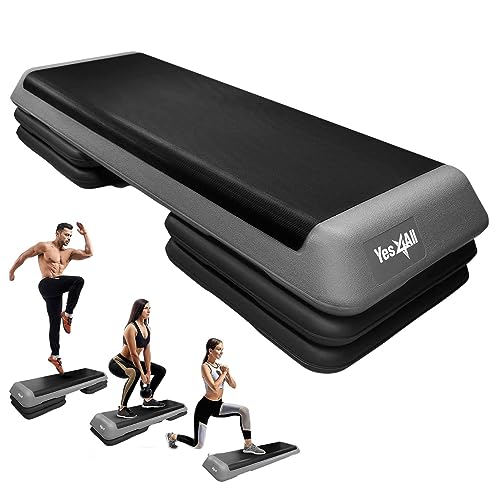 Adjustable Aerobic Step Platform with 4 Risers - Grey/Black