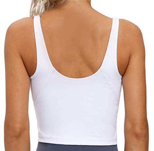 Women's Longline Sports Bra - Wirefree Padded Medium Support Yoga Top