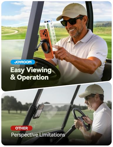 Dual-Sided Magnetic Golf Cart Phone Holder - Black, 360° Rotatable