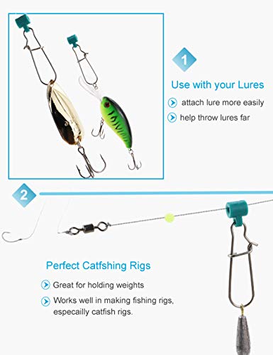 Heavy Duty Fishing Line Sinker Slides with Duo Lock Snaps - 12 Pieces