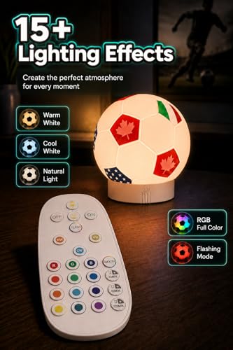Soccer Ball LED Night Light - USB Rechargeable with 15+ Modes