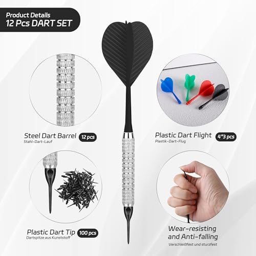 Soft Tip Darts Set - 12pcs with 100 Extra Tips - 2BA