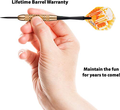 Steel Tip Darts Set with Amber Plated Barrels - 17g