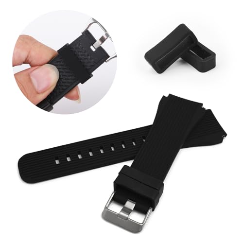 Silicone Watch Band Keepers - 6 Piece Replacement Loop Set - Black