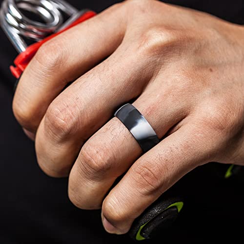 Men's Black Camo Silicone Ring - 8mm Patterned Rubber Band