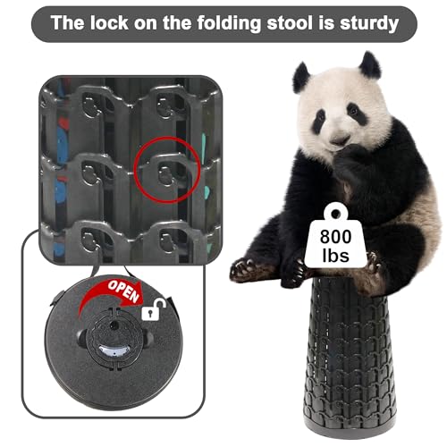 ALEVMOOM Black 10.24x10.24x18.1 Inch Collapsible Camping Stool, 800Lbs Capacity