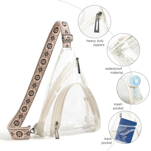 Clear Crossbody Bag for Stadium Events - Beige 12x12x6