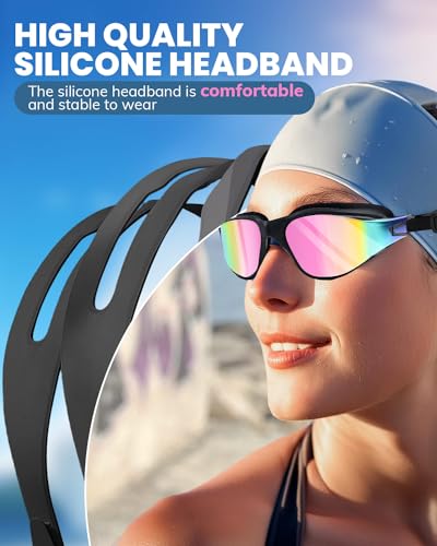 Swimming Goggles 2 Pack - Anti Fog UV Protection - Silver & Rose