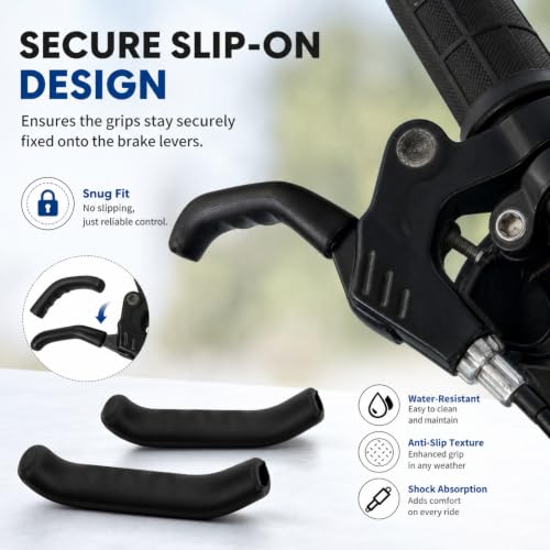 Silicone Bike Brake Lever Cover - Anti-Slip Shockproof Grips - Black
