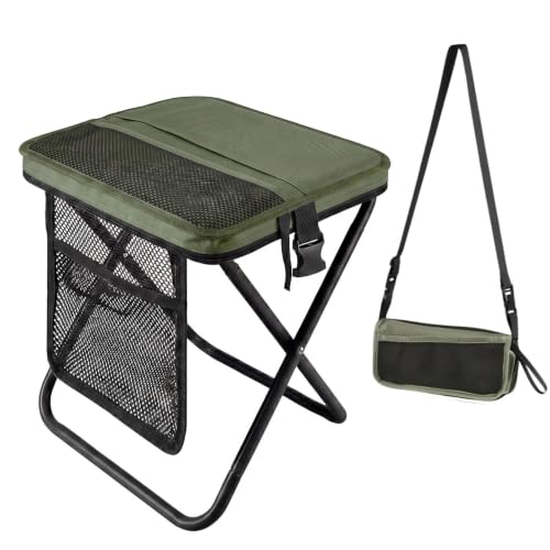 16" Portable Folding Stool, Collapsible Backpack Chair for Adults
