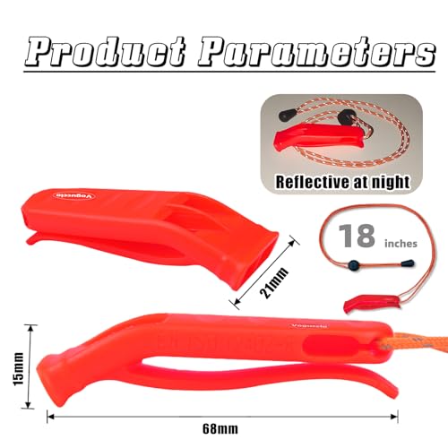 3-Pack Emergency Survival Whistle - 120dB Loud Safety Alert with Lanyard - Red/Orange/Blue
